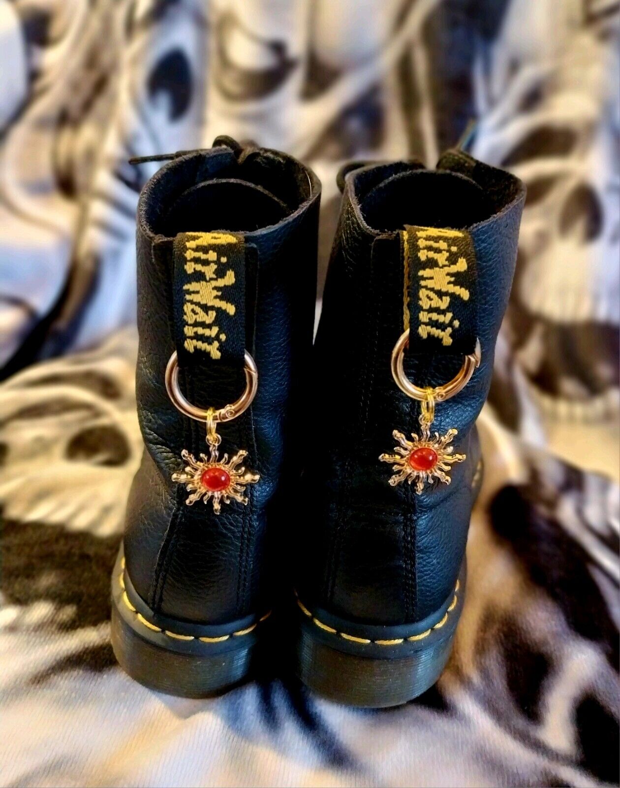Gold Red Sun  boot charms for goth emo punk