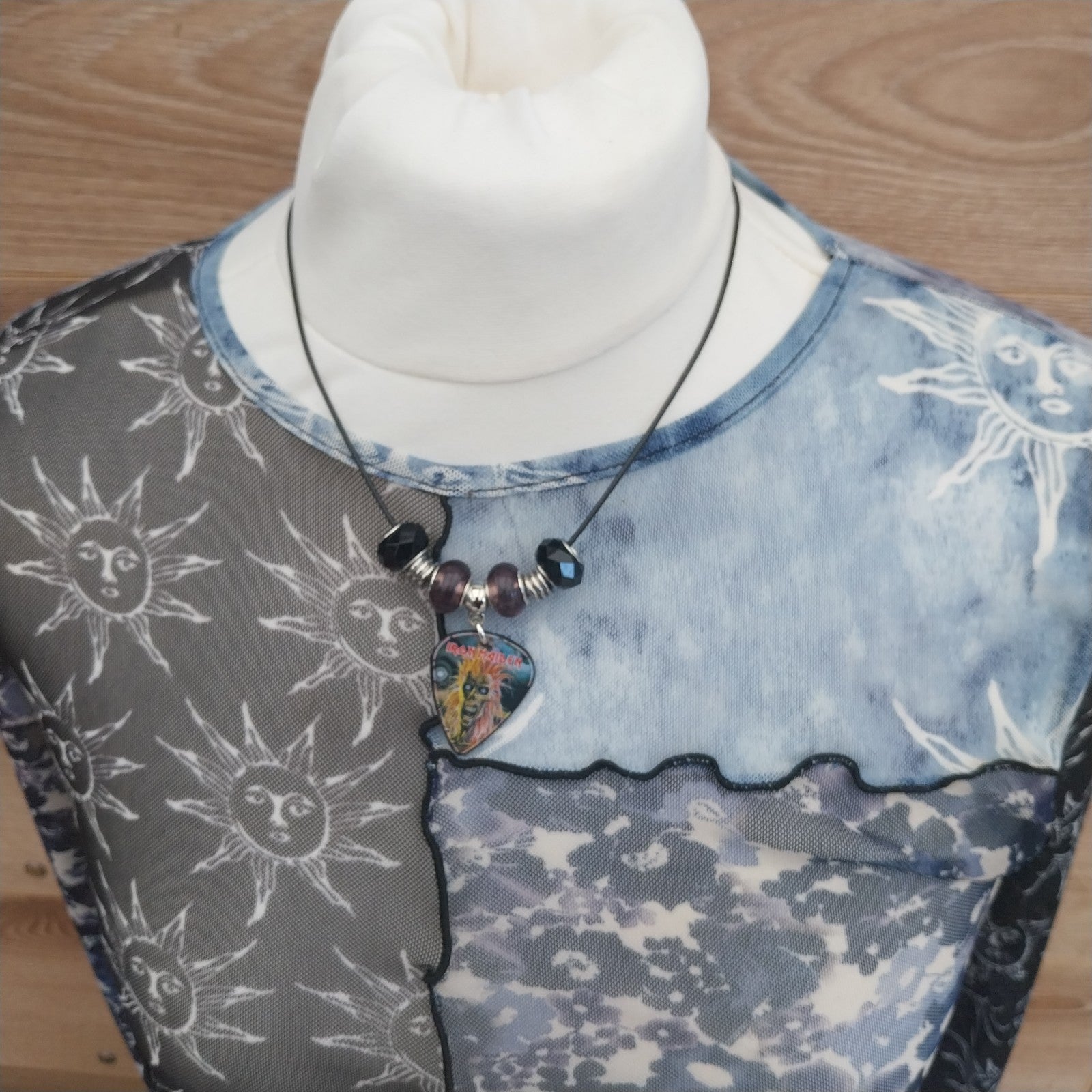 Handmade Iron Maiden guitar plectrum necklace