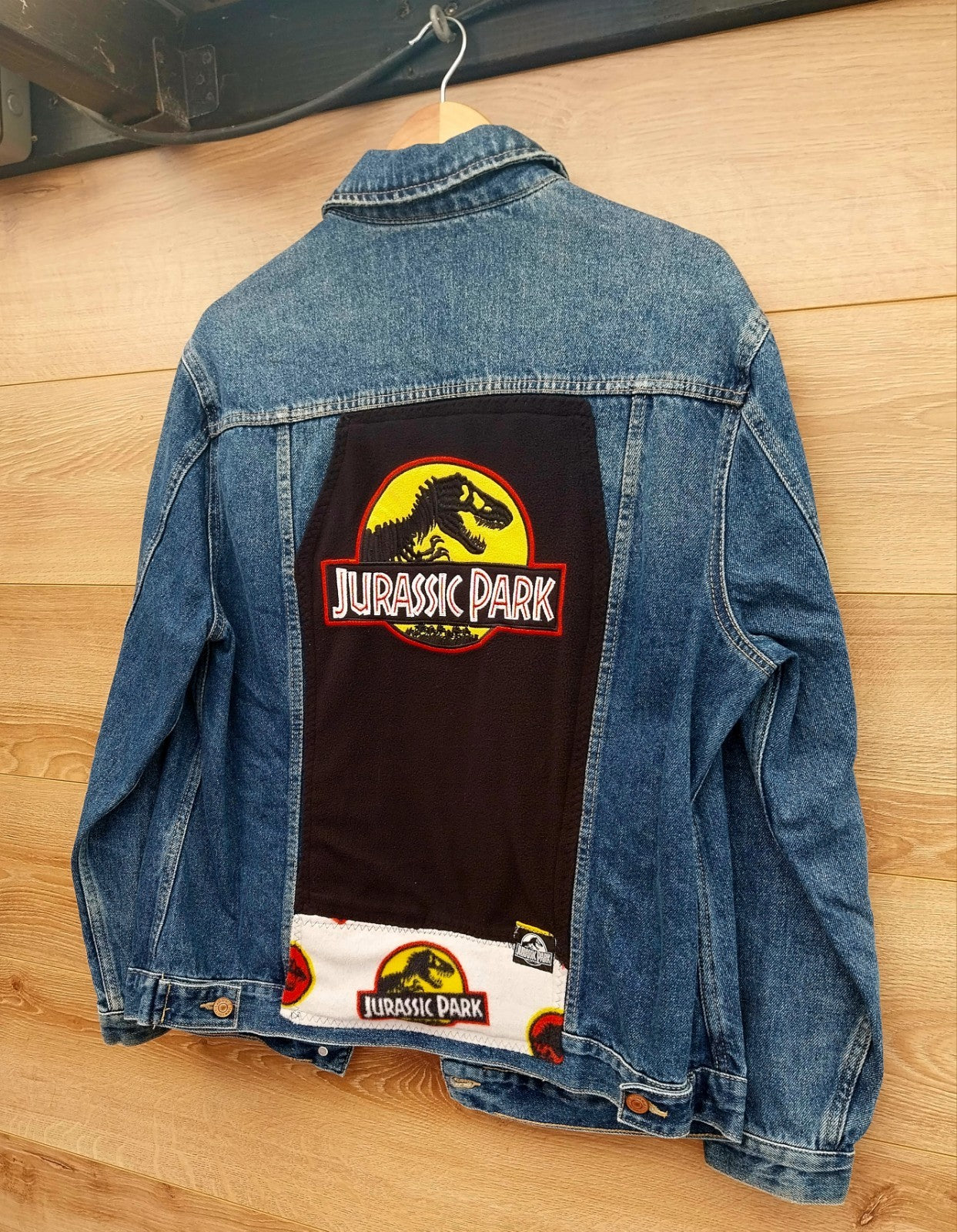 Reworked  Blue Denim Jacket Dinosaur Theme  Size 12