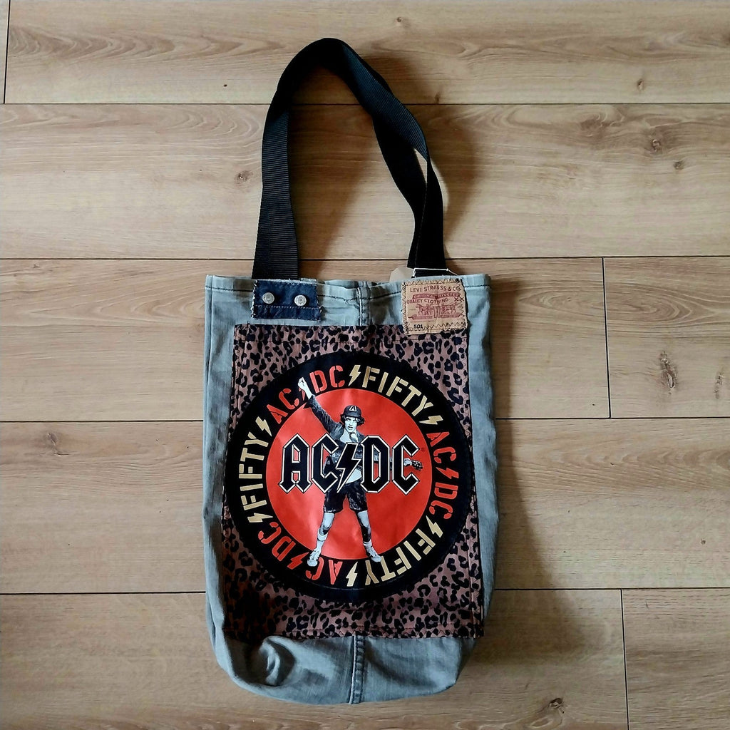 ACDC Metalhead Handmade  Denim Tote Bag Festival