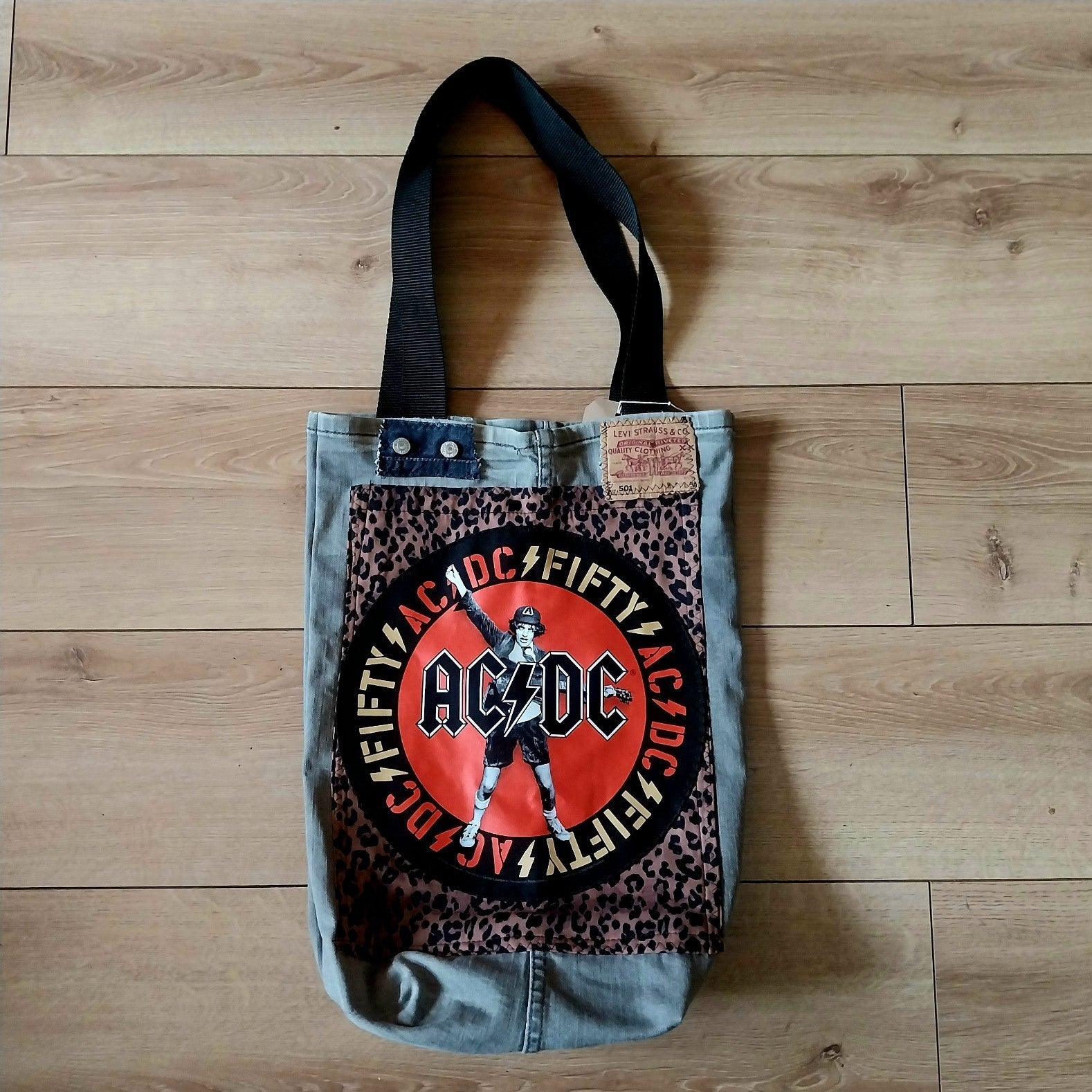 ACDC Metalhead Handmade  Denim Tote Bag Festival