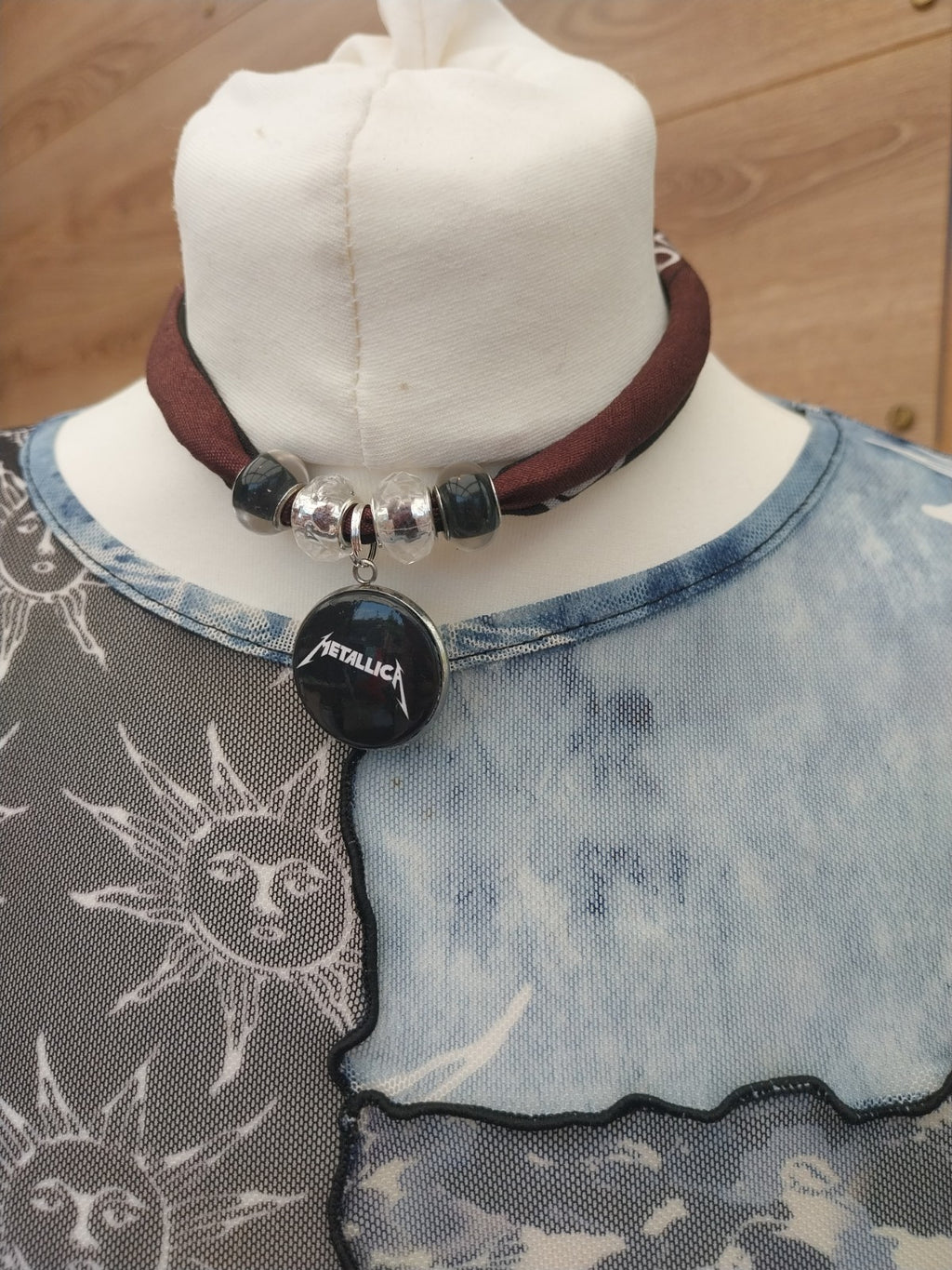 Metallica Bandana Choker Necklace Handmade Festival Metalhead