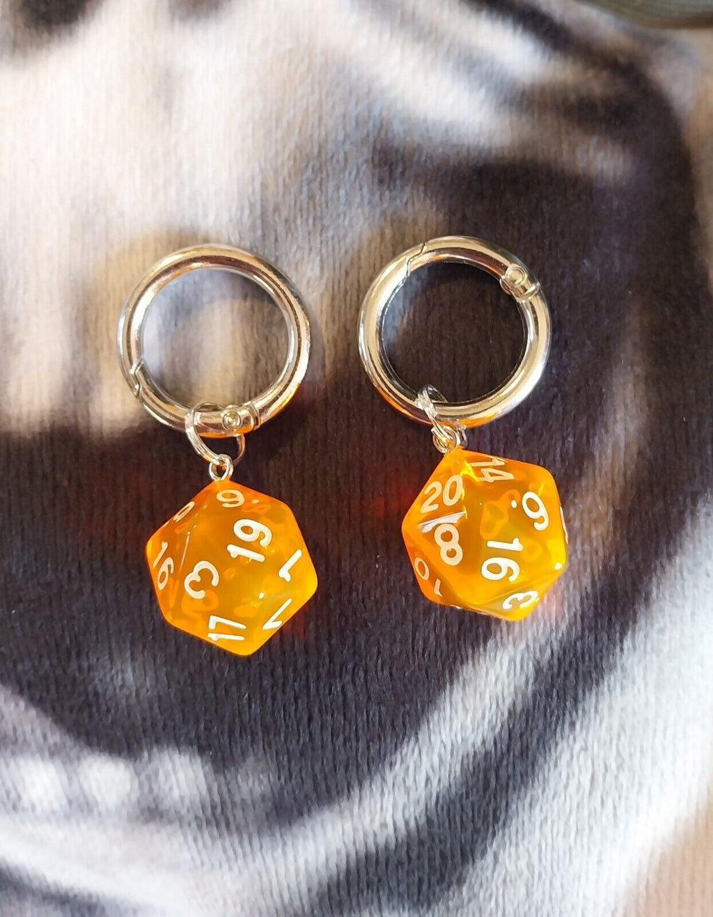 D20 Dice Translucent Orange boot charms for goth emo punk
