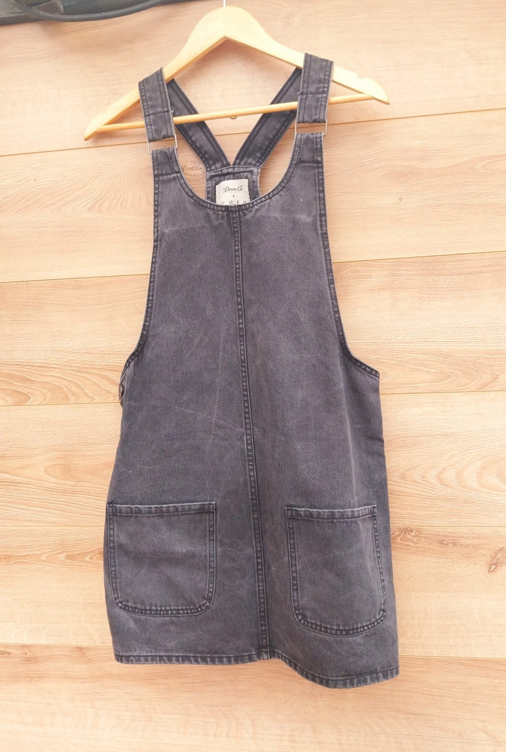 Reworked I am Groot  black denim dungaree dress Sizze 12