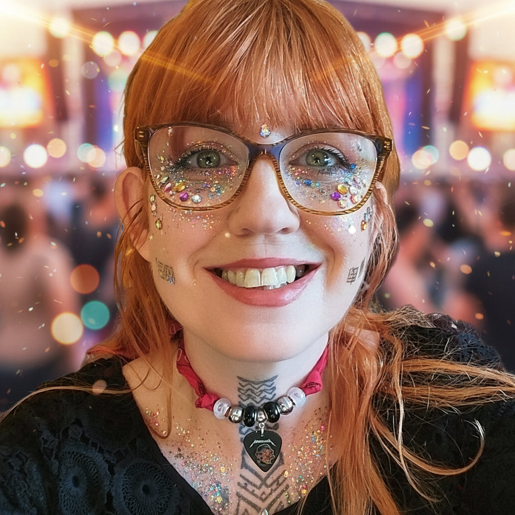 Handmade Metallica Plectrum Bandana  Choker Necklace Red