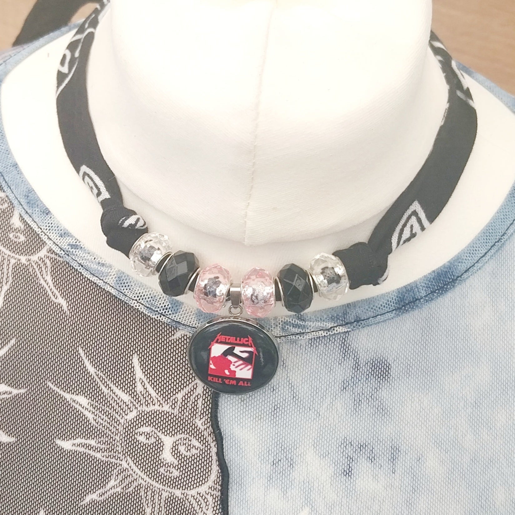 Metallica Bandana Choker Necklace Handmade Festival Metalhead