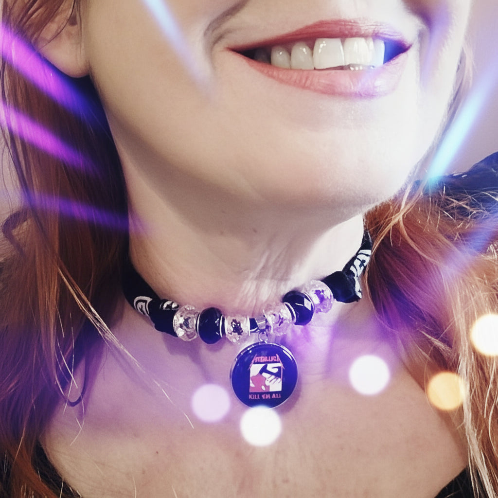 Metallica Bandana Choker Necklace Handmade Festival Metalhead