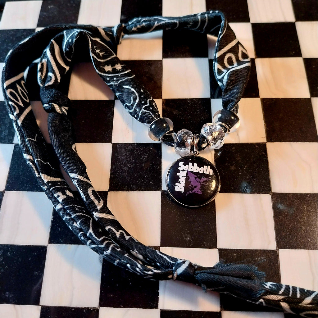 Black Sabbath Bandana Choker Necklace Handmade Festival Metalhead