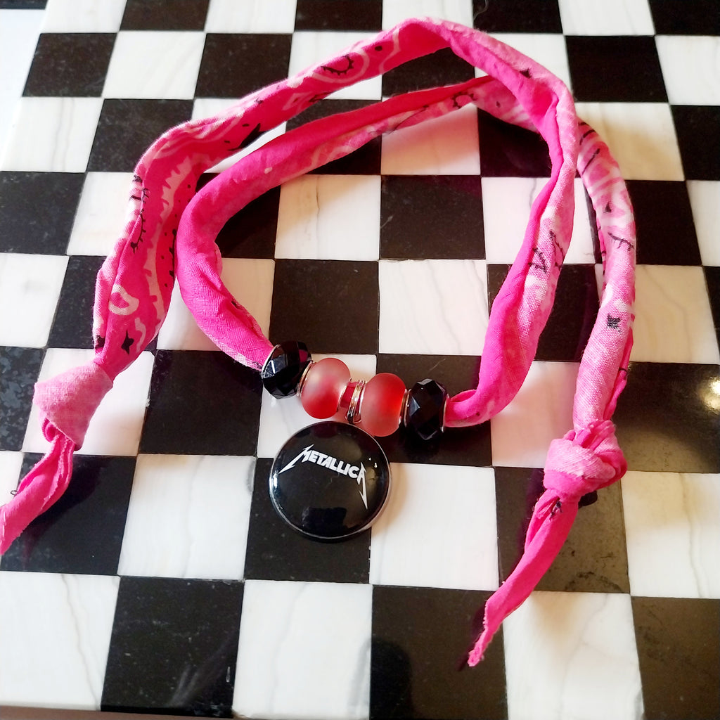 Metallica Plectrum Bandana  Choker Necklace Festival Metalhead