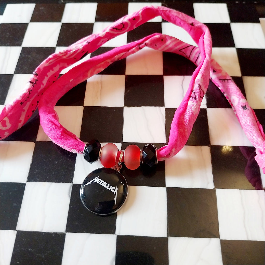 Metallica Plectrum Bandana  Choker Necklace Festival Metalhead