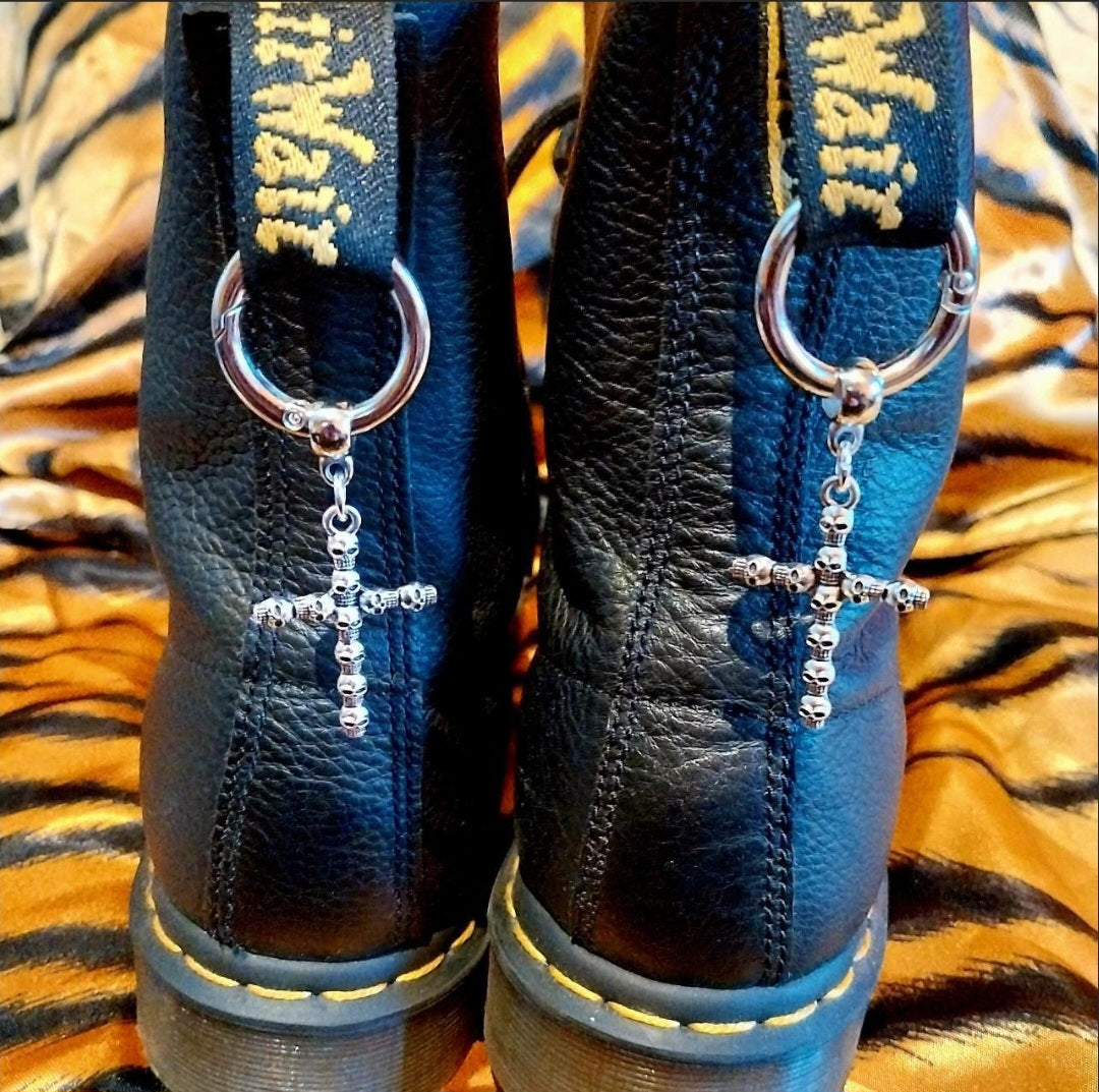 Skull cross Doc charms for Doc Martens boots goth emo punk