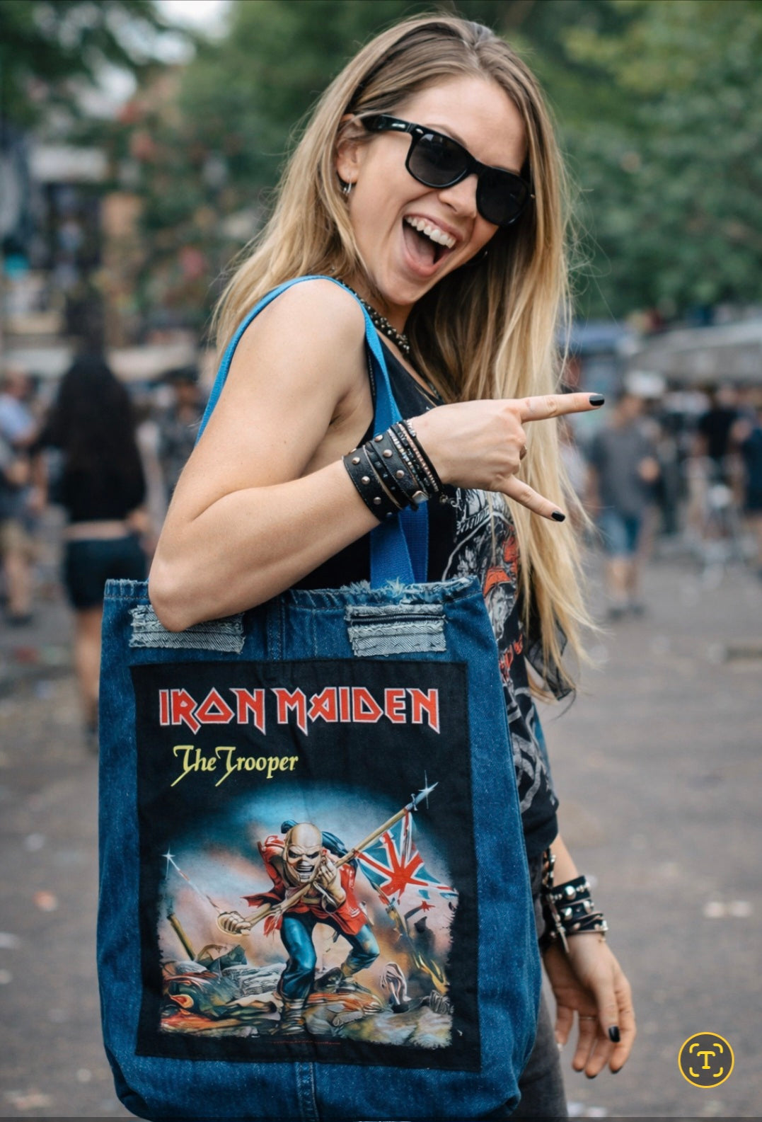 Iron Maiden Metalhead Handmade Denim Tote Bag Festival