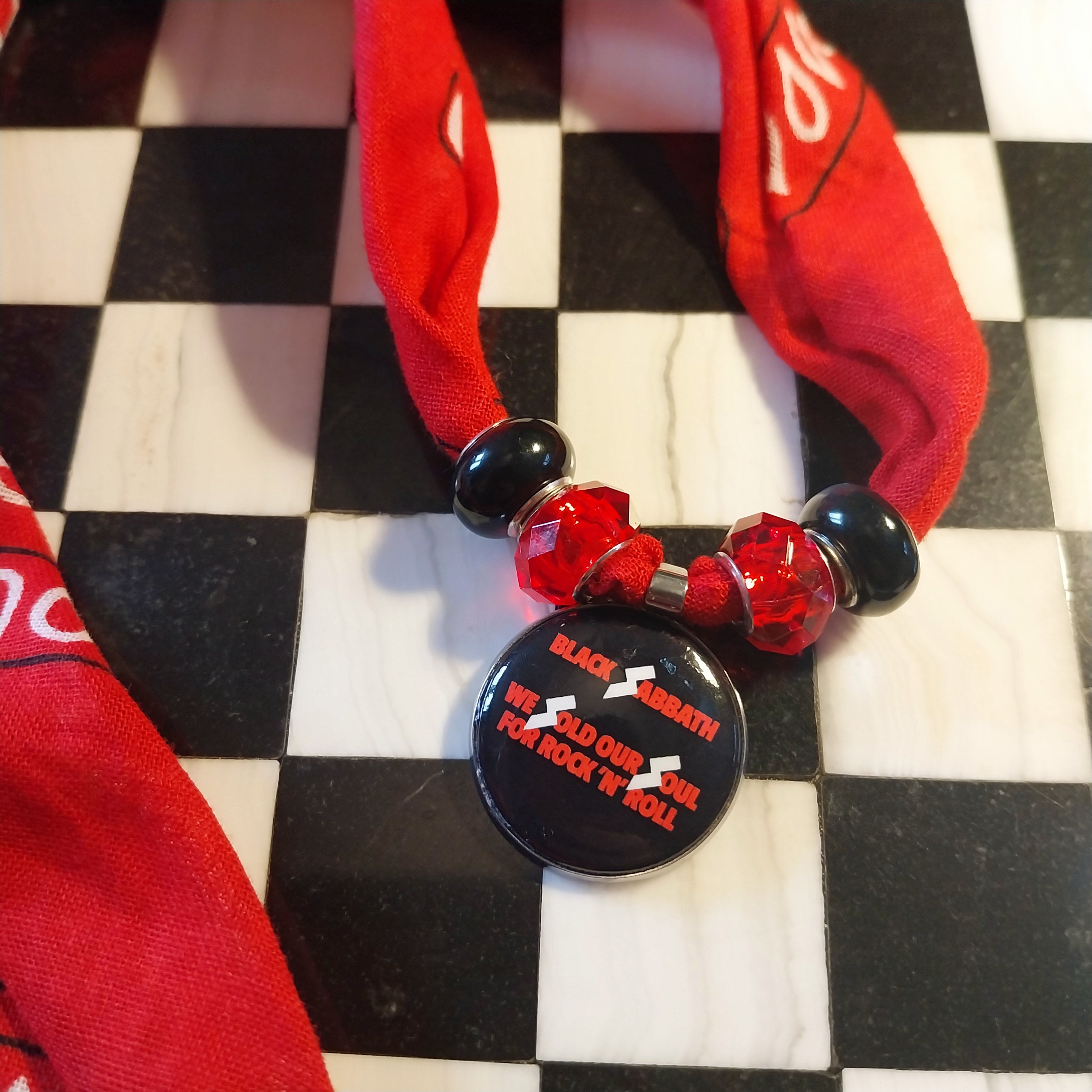 Black Sabbath Bandana Choker Necklace Handmade Festival Metalhead