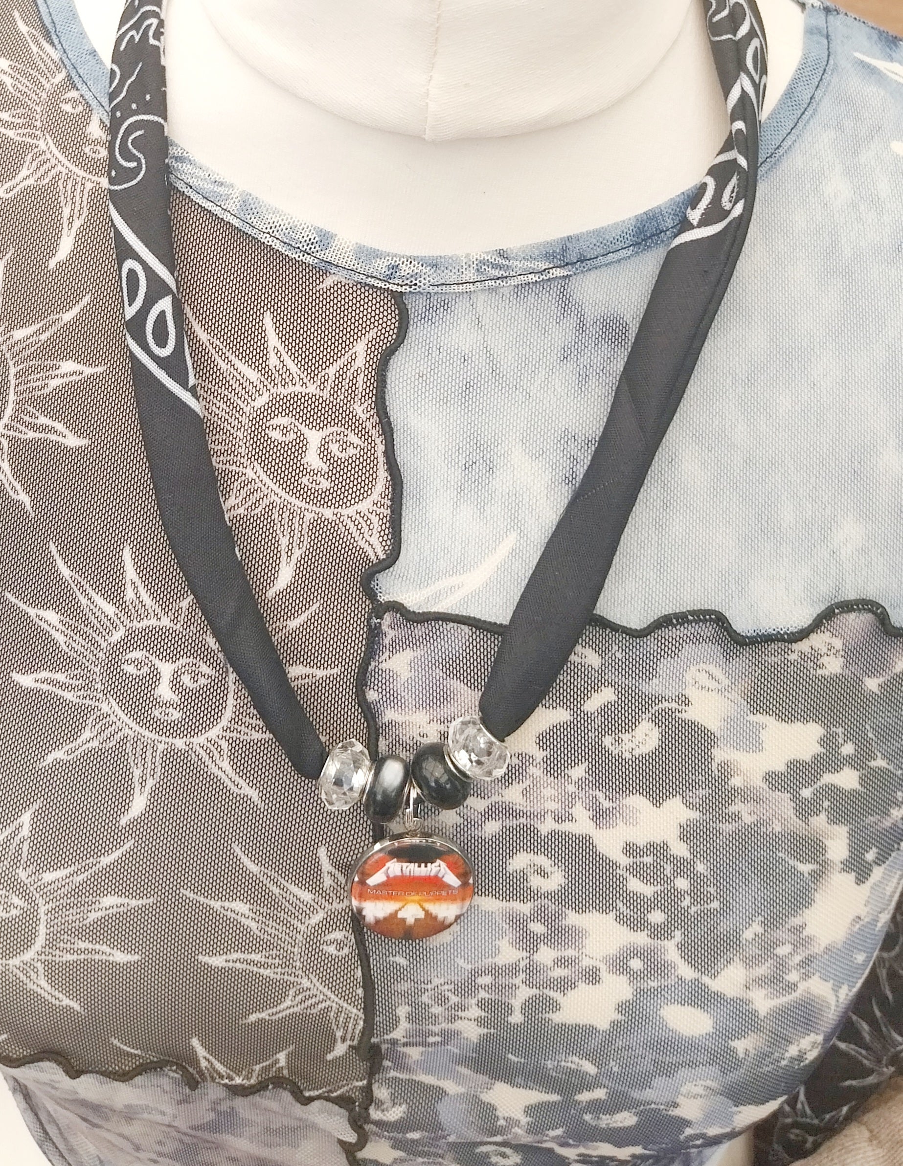 Metallica Bandana Choker Necklace Handmade Festival Metalhead