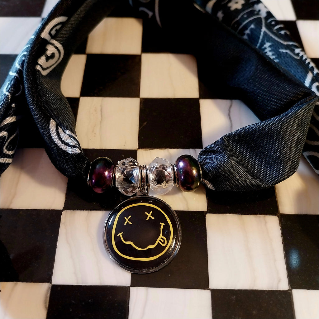 Nirvana Bandana Choker Necklace Handmade Festival Metalhead