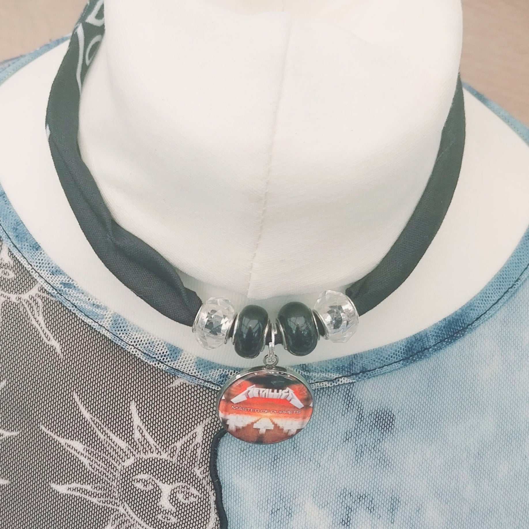 Metallica Bandana Choker Necklace Handmade Festival Metalhead