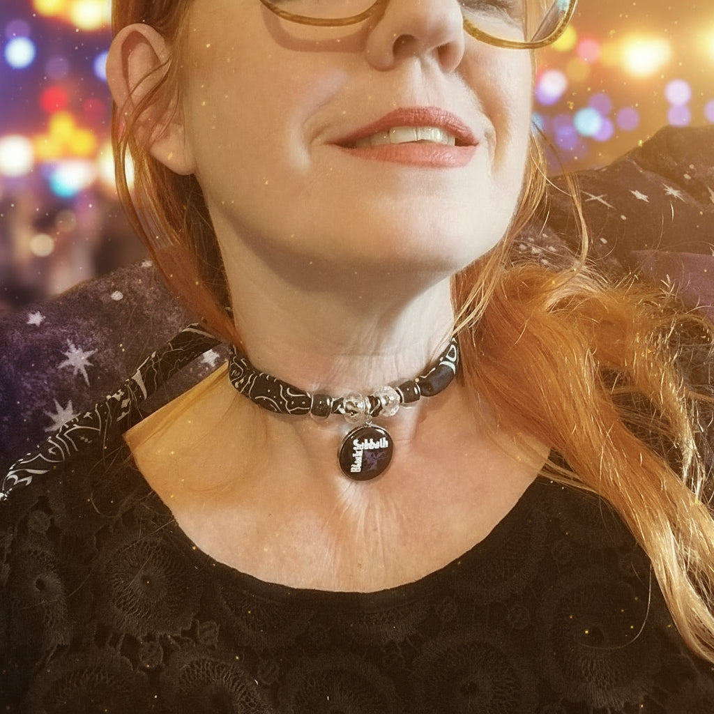 Black Sabbath Bandana Choker Necklace Handmade Festival Metalhead