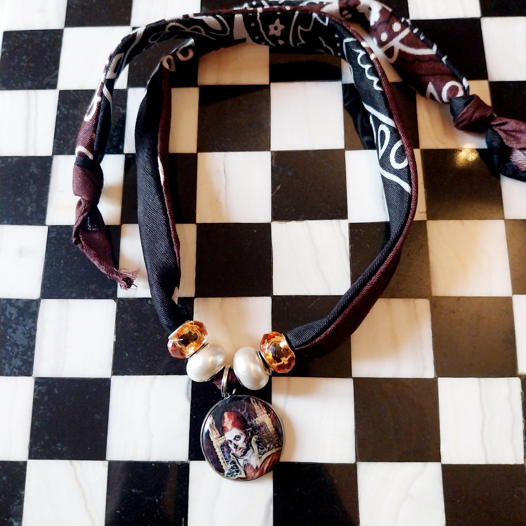 Ghost  Bandana Choker Necklace Handmade  Festival Metalhead