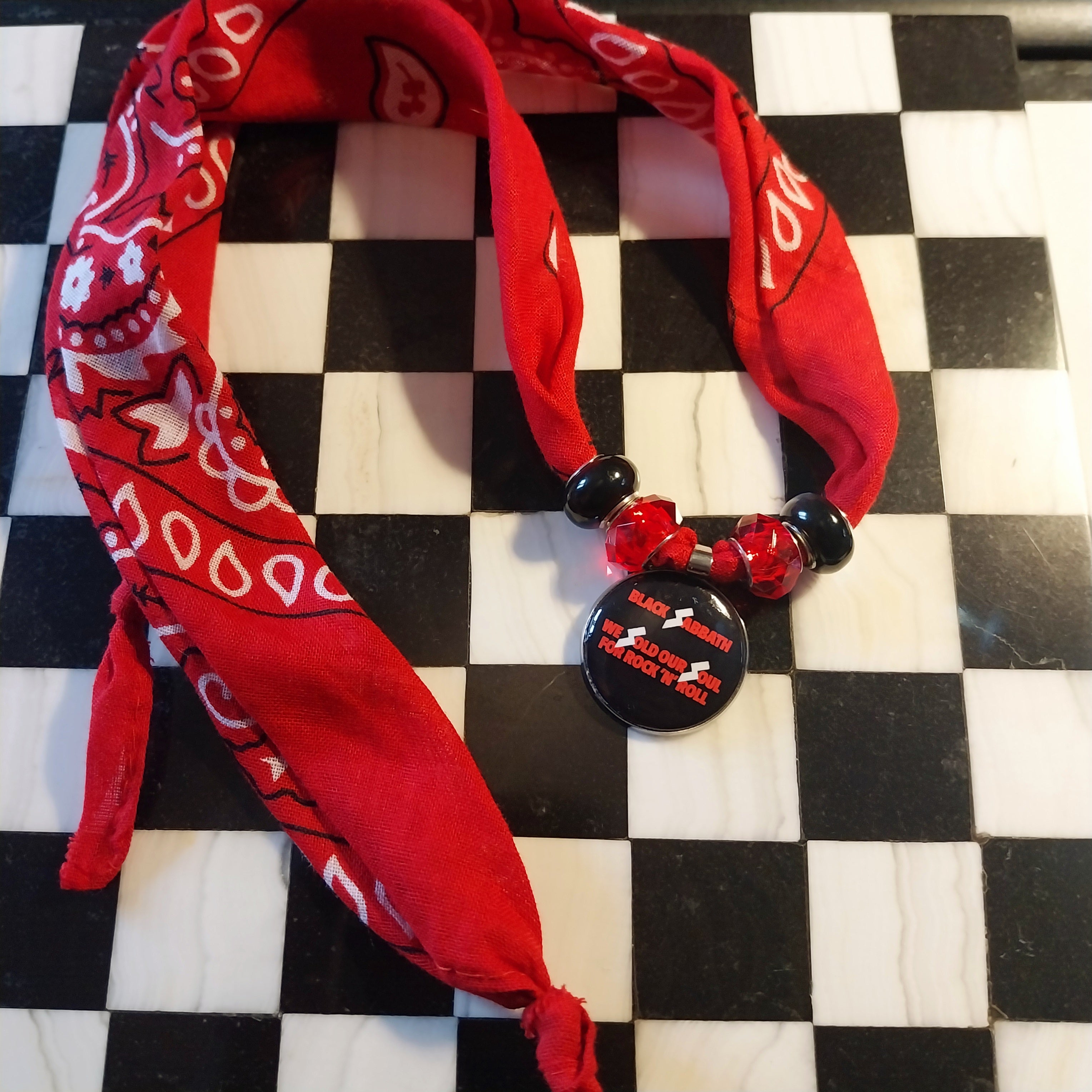 Black Sabbath Bandana Choker Necklace Handmade Festival Metalhead