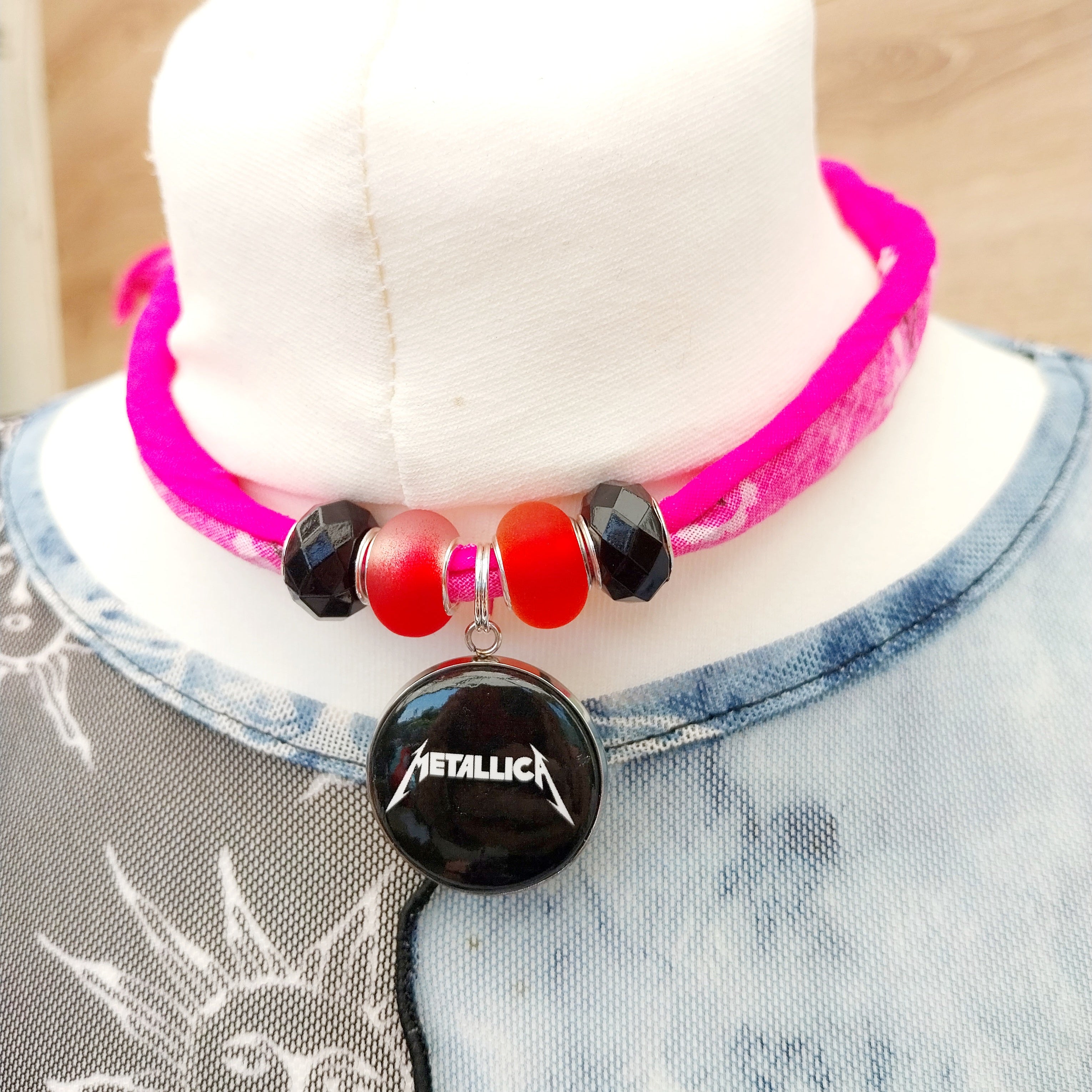 Metallica Plectrum Bandana  Choker Necklace Festival Metalhead