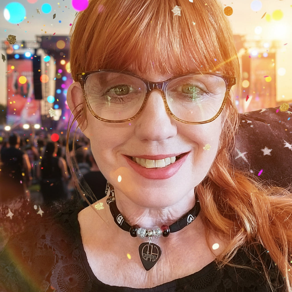 Handmade Pantera Plectrum Bandana  Choker Necklace Black White