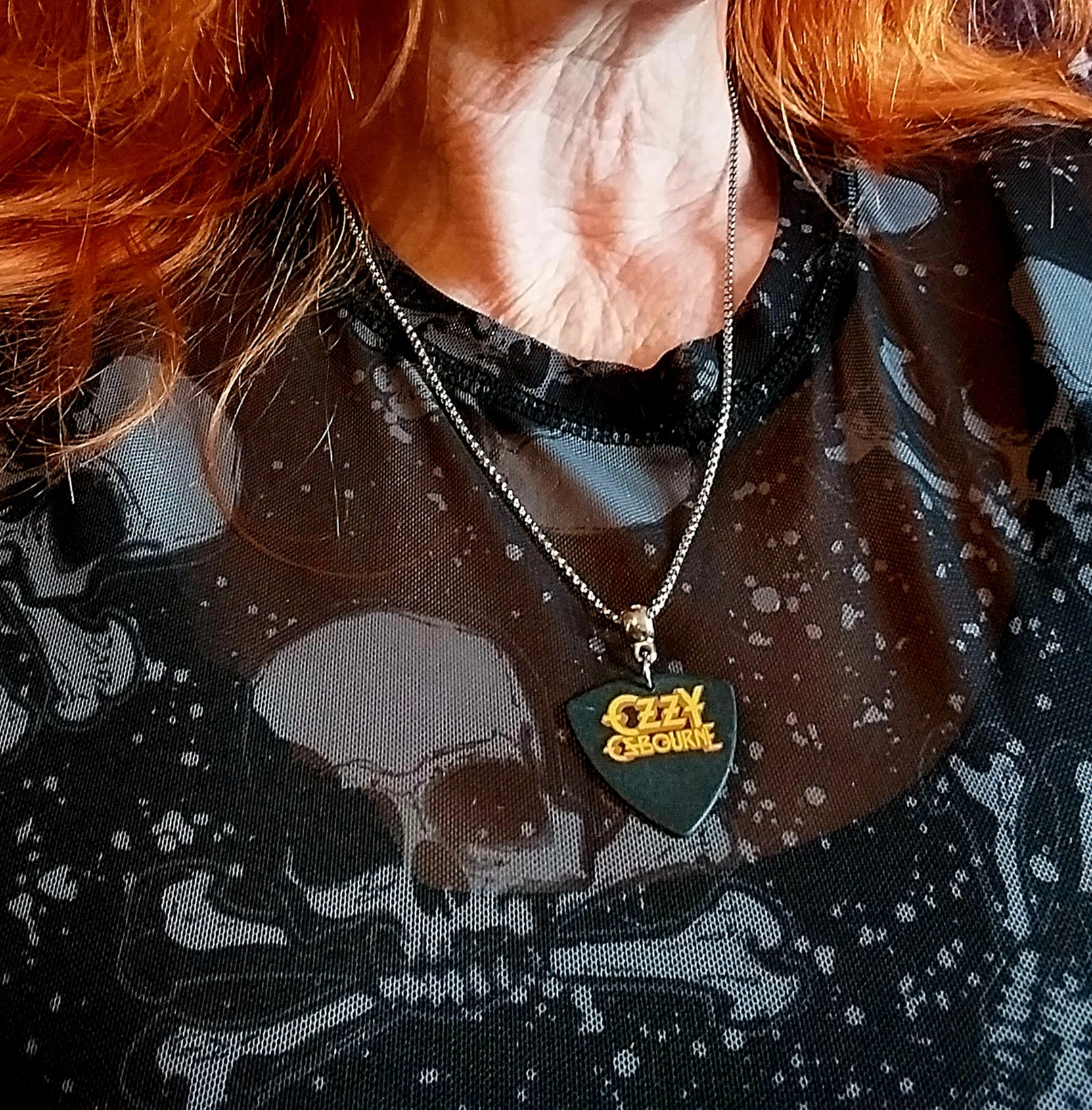Handmade Ozzy Osborne guitar plectrum necklace Metalhead Festival