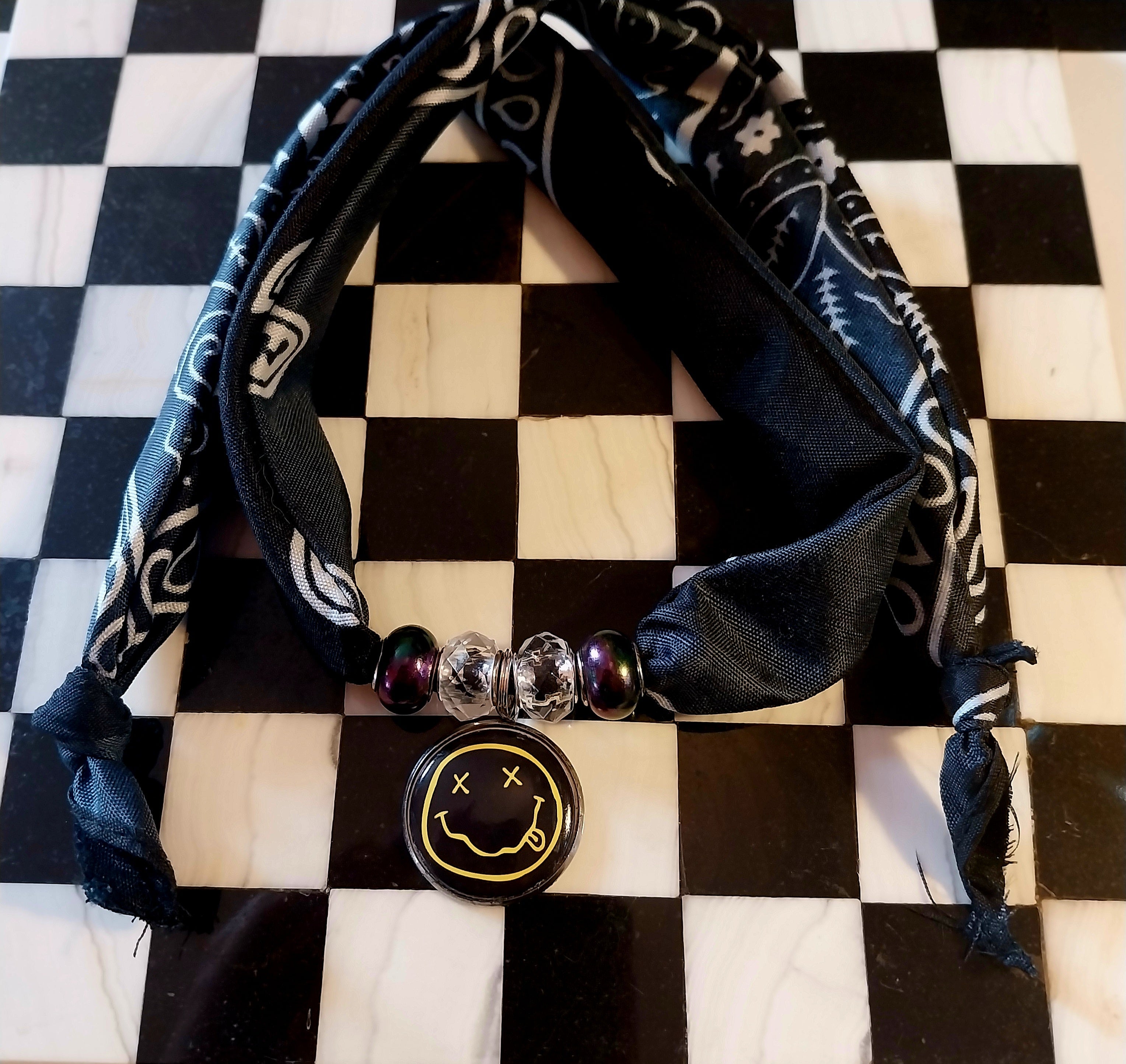 Nirvana Bandana Choker Necklace Handmade Festival Metalhead