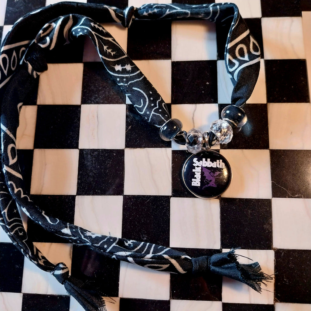 Black Sabbath Bandana Choker Necklace Handmade Festival Metalhead