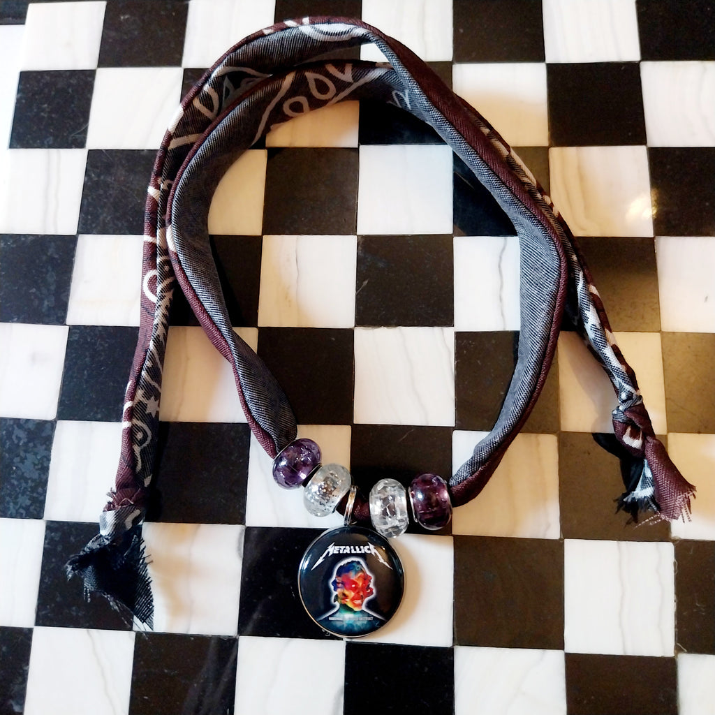 Metallica Bandana Choker Necklace Handmade Festival Metalhead