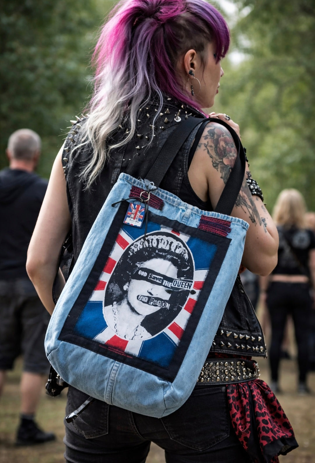 Sex Pistols Punk Handmade Denim Tote Bag Festival