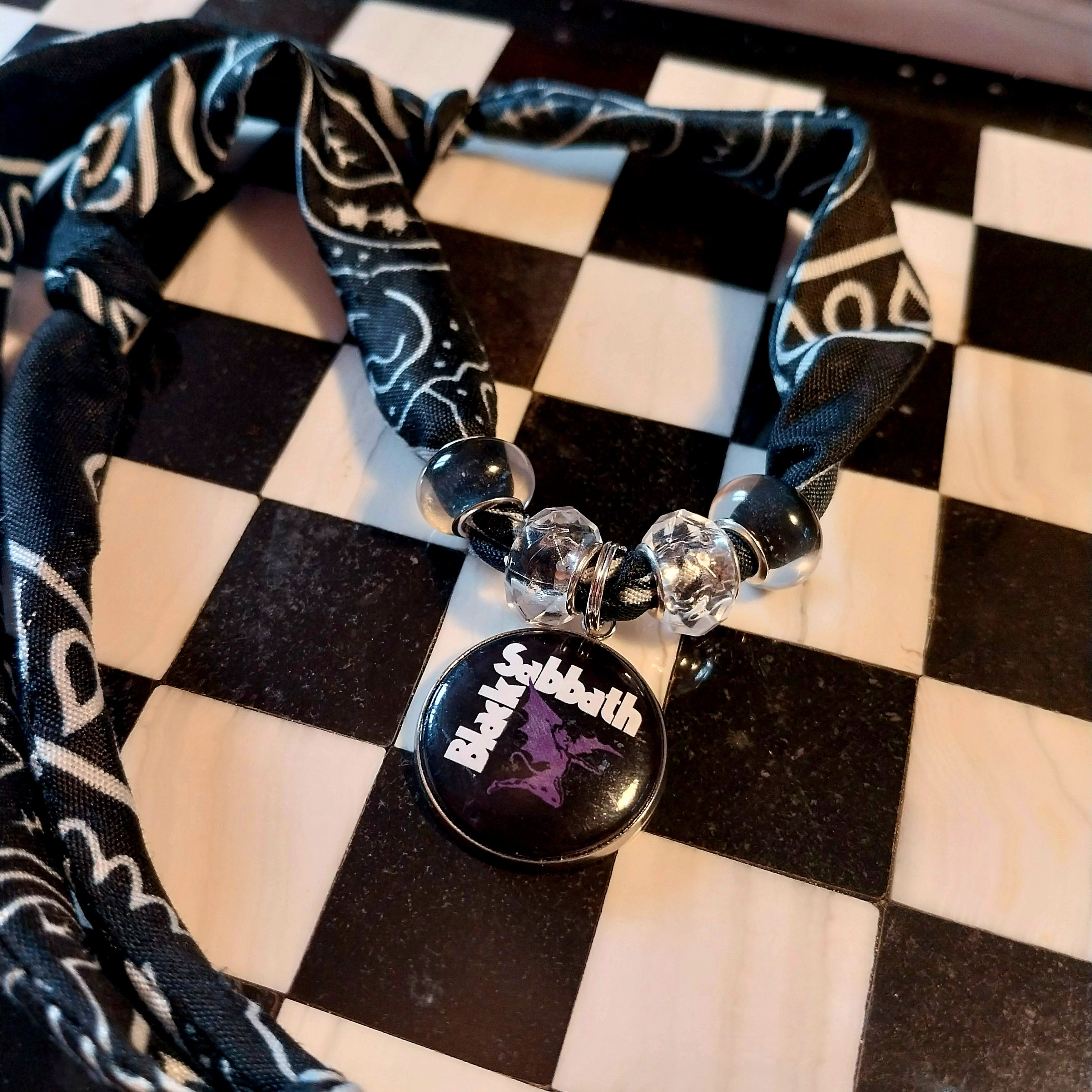 Black Sabbath Bandana Choker Necklace Handmade Festival Metalhead