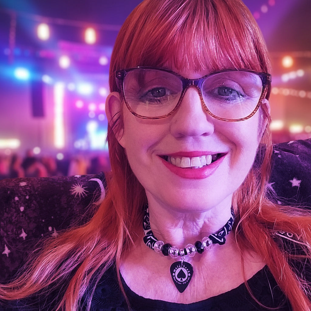 Handmade Motorhead Plectrum Bandana  Choker Necklace Black White