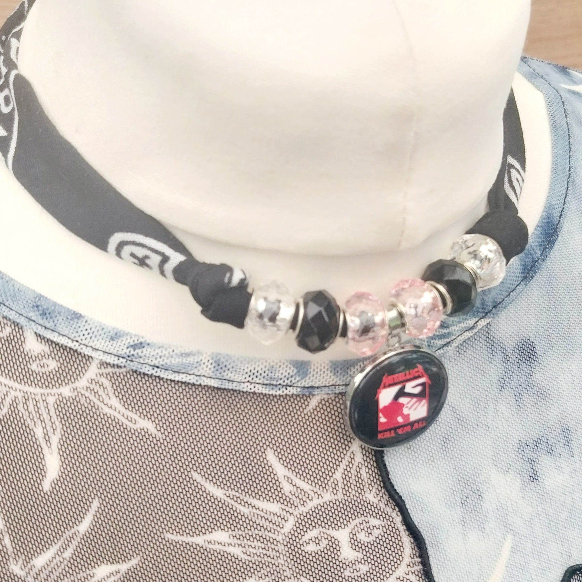 Metallica Bandana Choker Necklace Handmade Festival Metalhead
